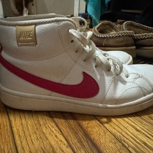 Nike Kids White and Red High-Top Sneakers